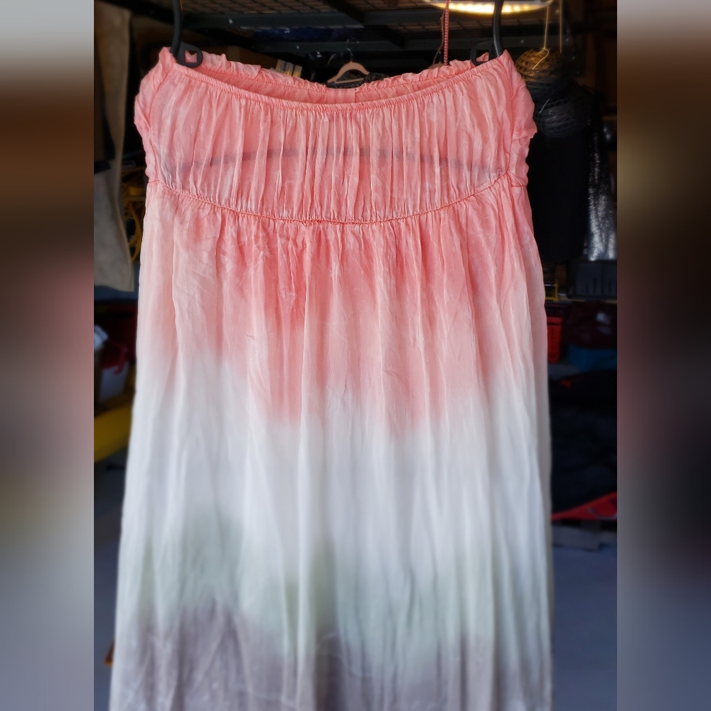 Silk Strapless TIE-DIE Maxi Dress - Picture 5 of 14